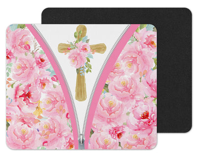 Zipped Floral Cross Mouse Pad