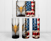 American Eagle 20 oz insulated tumbler with lid and straw - Sew Lucky Embroidery