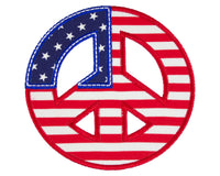 Peace Sign USA American Flag Sew or Iron on Patch - Sew Lucky Embroidery