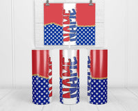 American Flag Personalized 20oz Insulated Tumbler with Lid and Straw - Sew Lucky Embroidery