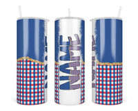 American Plaid Personalized 20oz Insulated Tumbler with Lid and Straw - Sew Lucky Embroidery