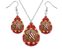 American Star Teardrop Earrings and Necklace Set - Sew Lucky Embroidery