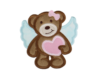 Angel Bear Sew or Iron on Embroidered Patch