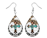 Animal Print Cross Earrings - Sew Lucky Embroidery