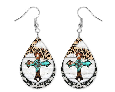 Animal Print Cross Earrings