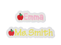 Apple Name Sew or Iron on Patch - Sew Lucky Embroidery