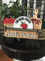 Apple Picking Handmade Wood Wagon Interchangeable Decor Set - Sew Lucky Embroidery