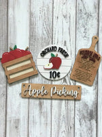 Apple Picking Handmade Wood Wagon Interchangeable Decor Set - Sew Lucky Embroidery