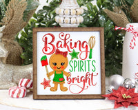 Baking Spirits Bright Christmas Tier Tray Sign - Sew Lucky Embroidery