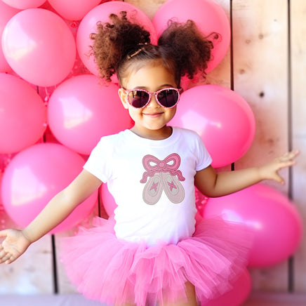 Ballet Slippers Patch with Bow Embroidered Pink Ballerina Patch for Dance Bags, Jackets, or Costumes Iron-On or Sew-On - Sew Lucky Embroidery