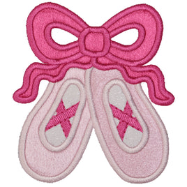 Ballet Slippers Patch with Bow Embroidered Pink Ballerina Patch for Dance Bags, Jackets, or Costumes Iron-On or Sew-On - Sew Lucky Embroidery