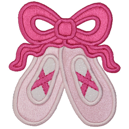 Ballet Slippers Patch with Bow Embroidered Pink Ballerina Patch for Dance Bags, Jackets, or Costumes Iron-On or Sew-On - Sew Lucky Embroidery