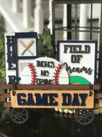 Baseball Game Day Handmade Wood Wagon Interchangeable Decor Set - Sew Lucky Embroidery