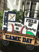 Baseball Game Day Handmade Wood Wagon Interchangeable Decor Set - Sew Lucky Embroidery