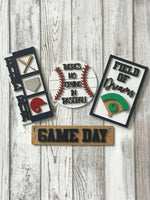 Baseball Game Day Handmade Wood Wagon Interchangeable Decor Set - Sew Lucky Embroidery