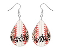 Baseball Mama Teardrop Earrings - Sew Lucky Embroidery