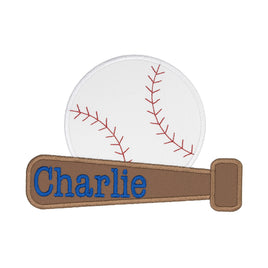 Baseball Name Patch with Bat and Ball Personalized Embroidered Sports Patch for Boys Bags, Jackets, or Team Gear – Iron-On or Sew-On - Sew Lucky Embroidery