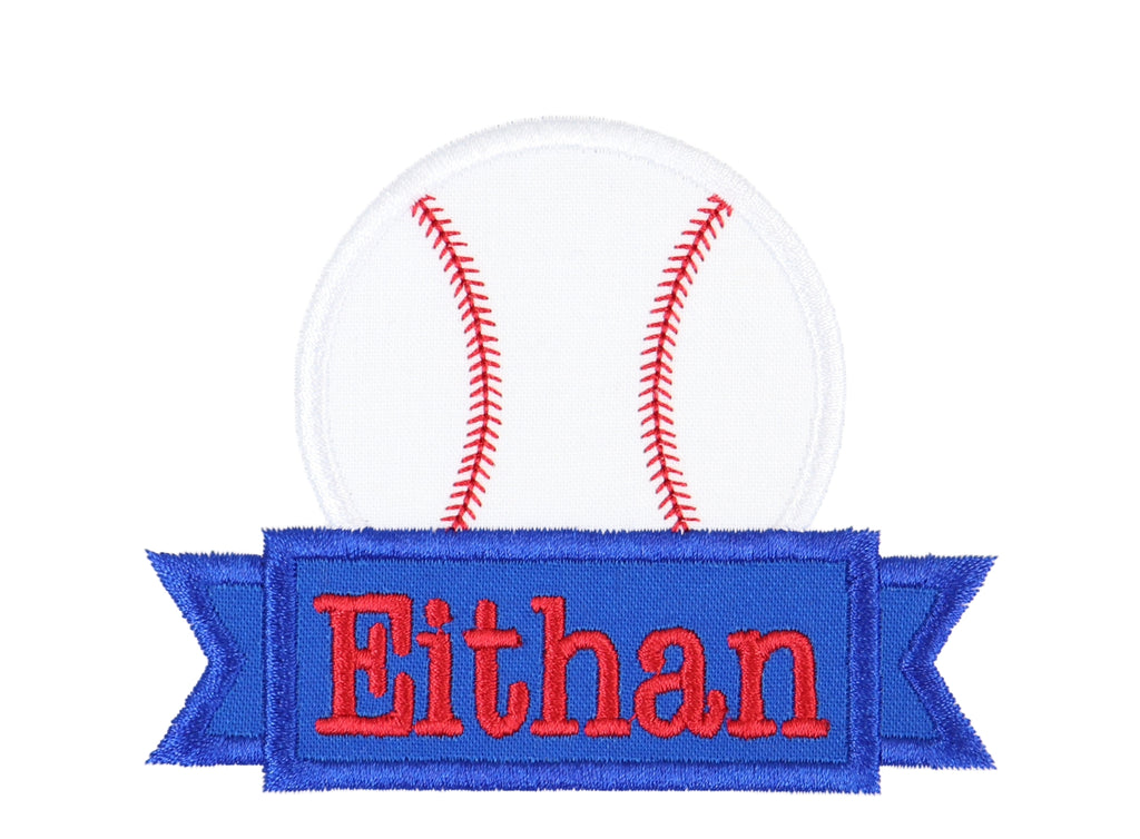 Baseball Name Banner Sew on or Iron on Patch - Sew Lucky Embroidery