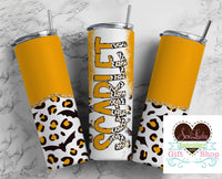 Bat Leopard Personalized 20oz Insulated Tumbler with Lid and Straw - Sew Lucky Embroidery