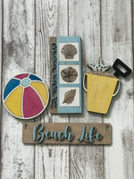 Beach Life Handmade Wood Wagon Interchangeable Decor Set - Sew Lucky Embroidery