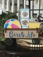 Beach Life Handmade Wood Wagon Interchangeable Decor Set - Sew Lucky Embroidery