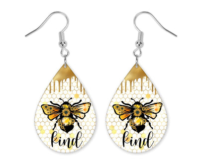 Bee Kind Honeycomb Teardrop Earrings