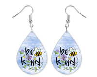 Bee Kind Teardrop Earrings - Sew Lucky Embroidery