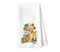 Bee with Tier Tray Waffle Weave Microfiber Kitchen Towel - Sew Lucky Embroidery