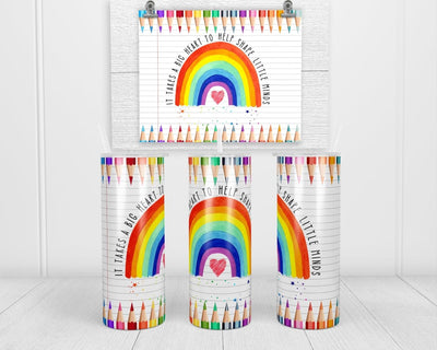 Big Heart Little Minds 20 oz insulated tumbler with lid and straw