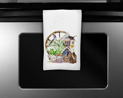 Birds Waffle Weave Microfiber Kitchen Towel