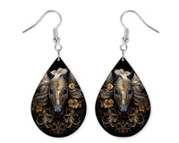 Black and White Horse Earrings and Necklace Set - Sew Lucky Embroidery