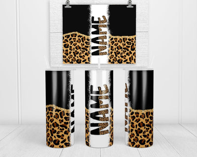 Black Leopard Personalized 20oz Insulated Tumbler with Lid and Straw