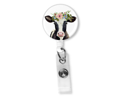 Black and White Cow Badge Reel