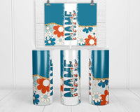 Blue Daisy Personalized 20oz Insulated Tumbler with Lid and Straw - Sew Lucky Embroidery