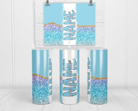 Blue Ombre Personalized 20oz Insulated Tumbler with Lid and Straw - Sew Lucky Embroidery