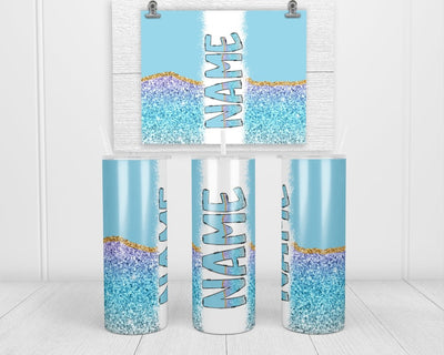 Blue Ombre Personalized 20oz Insulated Tumbler with Lid and Straw