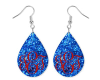 Blue Shimmer Personalized Teardrop Earrings