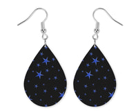 Blue Stars Teardrop Earrings - Sew Lucky Embroidery