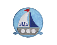 Boat Monogram Frame Patch - Sew Lucky Embroidery