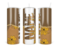 Boho Floral Personalized 20oz Insulated Tumbler with Lid and Straw - Sew Lucky Embroidery