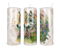 Boho Wolf 20 oz insulated tumbler with lid and straw - Sew Lucky Embroidery