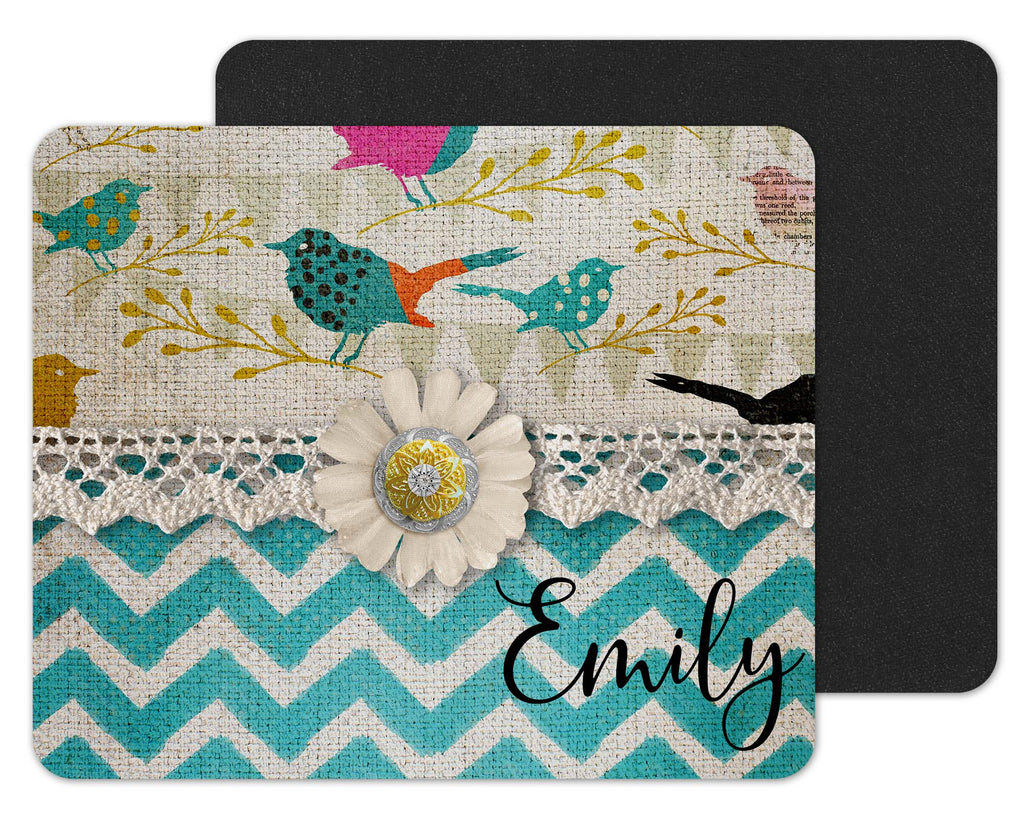Boho Bird Personalized Mouse Pad - Sew Lucky Embroidery