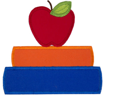 School Books with Apple Sew or Iron on Patch