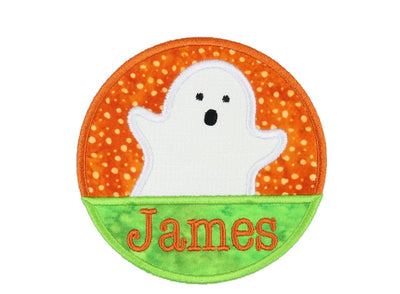 Boy Ghost Circle Halloween Personalized Sew or Iron on Patch