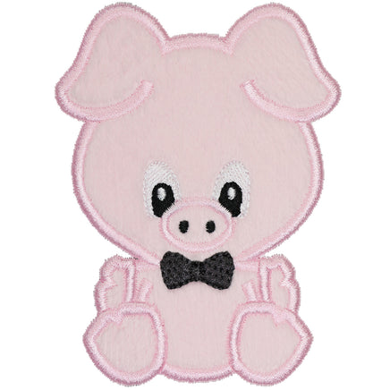 Cute Pig Patch for Boys Embroidered Iron On or Sew On Patch Piggy Applique Perfect for Backpacks, Clothing or Farm Animal Theme Gifts - Sew Lucky Embroidery