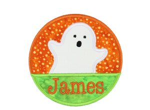 Boy Ghost Circle Personalized Sew or Iron on Patch - Sew Lucky Embroidery