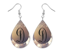 Brokeh Brown Marquee Personalized Teardrop Earrings