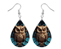 Bronze Owl Earrings and Necklace Set - Sew Lucky Embroidery