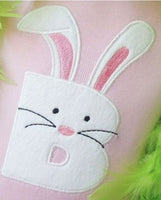 Bunny Letter or Number Easter Sew or Iron on Patch - Sew Lucky Embroidery