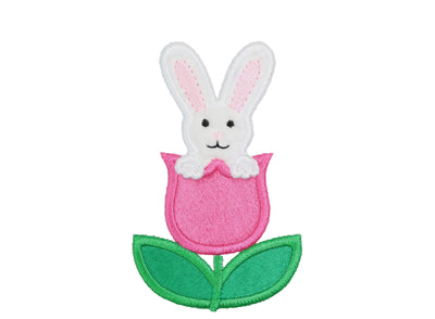 Bunny in Tulip Easter Patch in your choice of Sew or Iron on